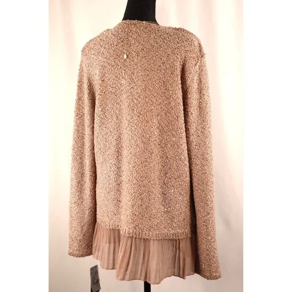 ALFANI by women's Sequin Knit Sweater with Pleated Sheer Hem‎ Size P/XL - Picture 6 of 16